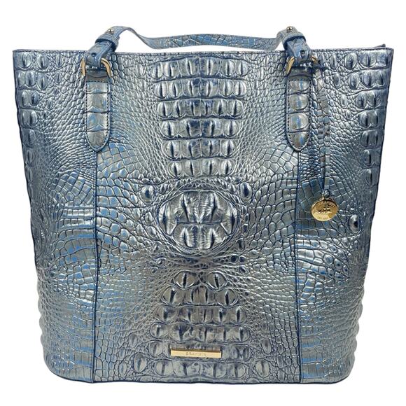 Brahmin Abigail Tote Bag Serenity Ombre Melbourne Silvery Blue Leather - Picture 5 of 11